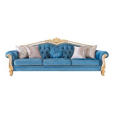 China Other Furnicher High End Luxury Living Room List Blue Solid Wood Sofa Set for sale