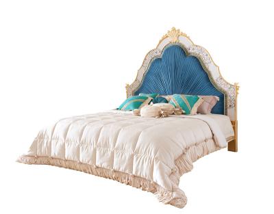 China Quality Guaranteed Modern Solid Wood Blue Luxury Bed Furniture Set Appropriate Prices for sale