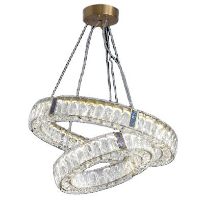 China Ring Pendant Designer Length Meerosee Pendant Lamp K9 Crystal Hanging Lighting Lamp Iron Living Room Decorative Luminous Adjustable Pendant Light for sale