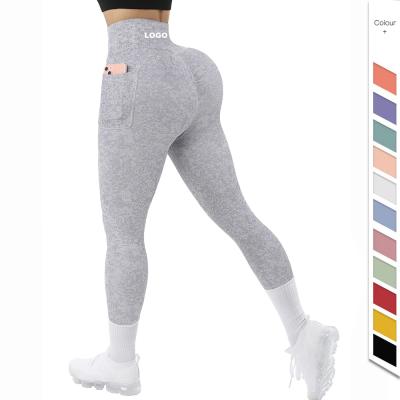 China Hot sale of ACTIVE STRETCH and high quality womens gym leggings gaiters with the crack pockets butt seamless leggings! crack! for sale