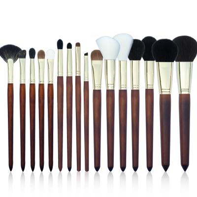 China Angular Blush 16 High Quality Wool Makeup Brushes Natural Color Wooden Handle Makeup Brush Set for sale