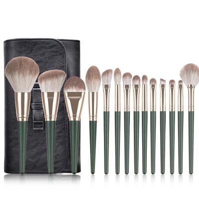 China Angular Blush New Arrival Customized Wood Handle 14pcs Makeup Brush Set Beauty Cosmetics Brushes Tool Private Label for sale