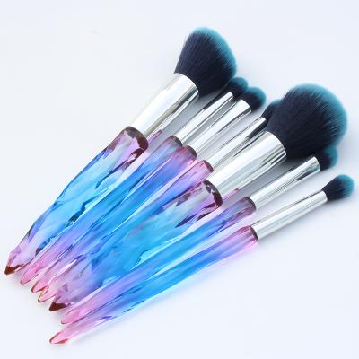 China Angular Blush 7 Piece Crystal Diamond Makeup Brush Set Handle Cosmetics Beauty Makeup Brush Tool for sale