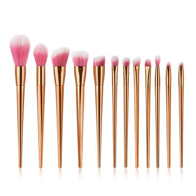 China Angular Blush 12 Pieces Silicone Handle Super Soft Makeup Brush Custom Logo Makeup Brush Set for sale