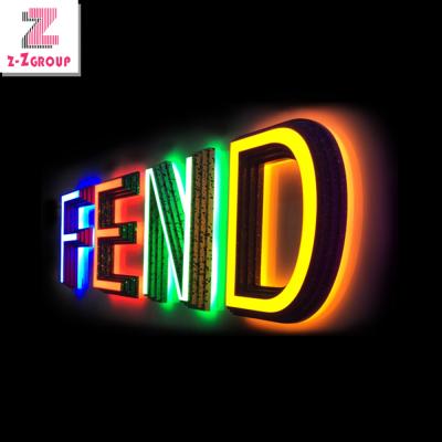 China Luminous Acrylic Factory LOGO Metal Material RGB LOGO Metal Words Advertising Letter 3d Signage Direct Sales Customs Lead Stores for sale