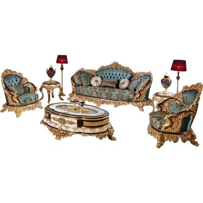 China Other Luxury French Baroque Living Room Sofa European Style Furniture Carving Luxury Solid Wood Sofa Sets for sale