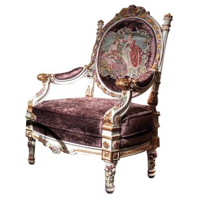 China Handmade Solid Wood Carving Furniture Antique Classical Living Room Sofa Design Handmade Carved Solid Wood Luxury Hand Painted Fabric Sofa Set Embroidery for sale