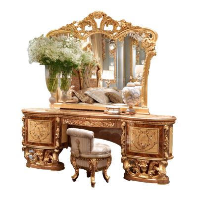 China Manual Solid Wood Carving High Quality Solid Wood Carved Dressing Table New Style Vanity Hot-selling Handmade Desk for sale