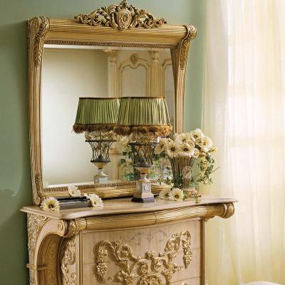 China Manual Solid Wood Carving Royal Bedroom Furniture Dressing Table Carved Wooden Home Furniture Soild Wood Dresser for sale