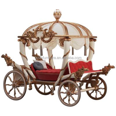 China Pumpkin Car Design Kids Bed EUROPEAN Carriage Luxury Furniture Ivory and Gold Princess Children's Bed for sale