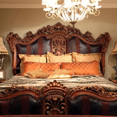 China Modern Bedroom Furniture Home Frame King Size Wood Double Wood Carving Beds for sale