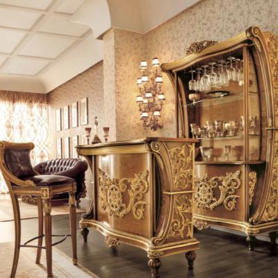 China EUROPEAN Luxury Classic Baroque Style Wood Carving Tall Bar Counter for sale