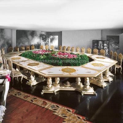 China Hand Carved French Rococo Style Luxury Solid Wood Angel Dining Table Set/Antique Palace Wood Carved Table Home Dining Room Furniture Hand Painted for sale