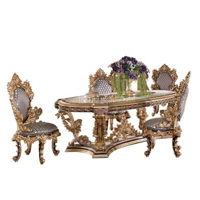 China Hand Painted Made in China Light Design Luxury Antique Pure Wood Dining Table Rectangle 8 Rustic Fancy Chairs for sale