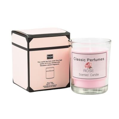 China Birthdays Classic Scents Clear Glass Container Aroma Candles Jasmine Rose Scented Soy Wax Jar Candle Gift Set for sale