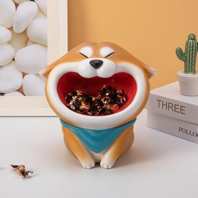 China Europe Style Casual Cute Decoration Wholesale Shiba Inu Storage Resin Creative Desktop Crafts Home Office Crafts for sale