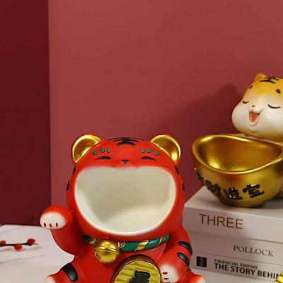 China Europe Custom Design Mini Artificial Tiger Beads Resin Crafts Sculpture For Candy Chocolate Storage for sale