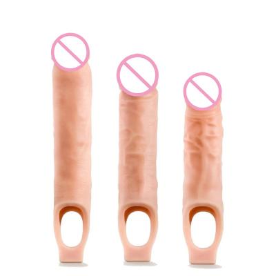 China Remote Control Penis Enlarger Rubber Condom Makes Vibrator Sex Toys For Men Remote Vibrating Dildo Condom Penis Cock Sleeve for sale