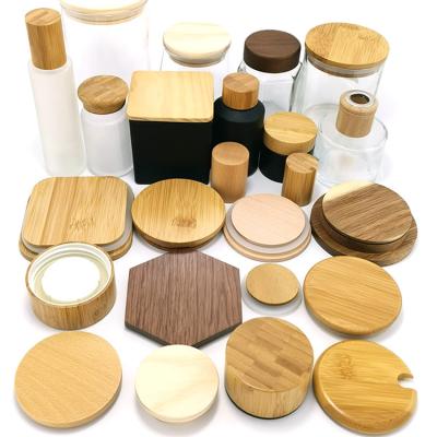 China Non Spill Wooden Tapa Bambu Bamboo Lid For Different Box / Bottle Jar for sale