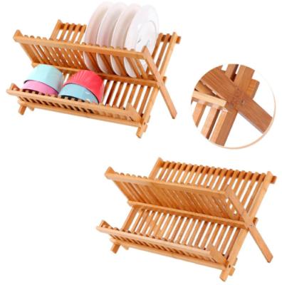 China Sustainable Bamboo Folding Dish Rack Dish Drying Rack Kitchen Bamboo Folding Dish Rack and Dish Rack Compact and Foldable Dish Drainer for sale