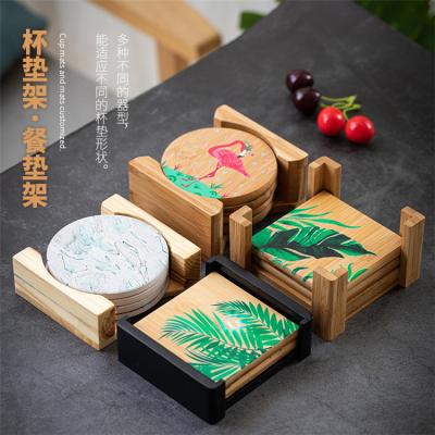 China Sustainable Addicted Cup Protection Iron Beverage Holder 6 Pieces Packaging Box Bamboo Wooden Cup for sale