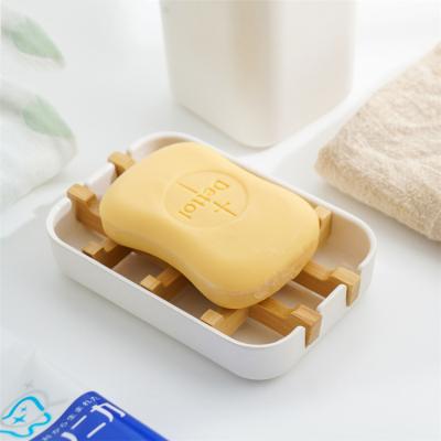 China Eco - Friendly Natural Bamboo Soap Tray , Bamboo Soap Holder Rustproof Bath Drainage Soap Box for sale