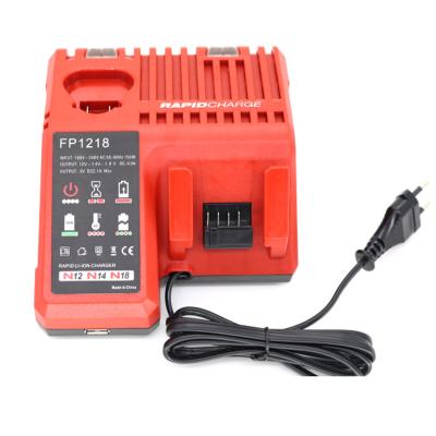 China Funtional Wall Charger Multi Simultaneously Charger for Milwaukee 12V/14V/18V 4.0A*2 Battery Dual Bay Fast Charger with 1*USB 2.1A for sale