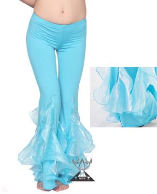 China Soft Cotton Yarn Blue Belly Dance Pants Speaker Leg for Practice / Performance for sale