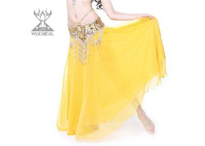 China Yellow Chiffon Belly Dance Skirt , Professional One Piece Dance Competition Dresses for sale