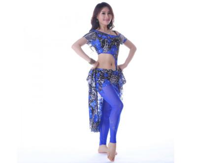 China Royal Blue Belly Dance Top And Skirt Costumes For Dance Performance Or Competition for sale