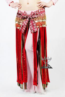 China Long Tassel Luxury Tribal Belly Dance Hip Scarves From India In Butterfly Shape for sale