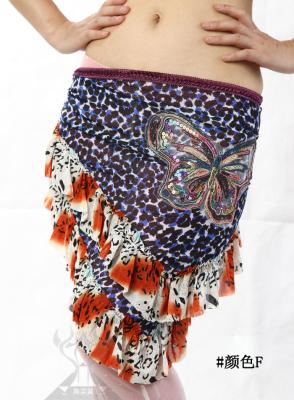 China Leopard Print Belly Dance Hip Scarves Decorated With A Big Butterfly In Performance for sale