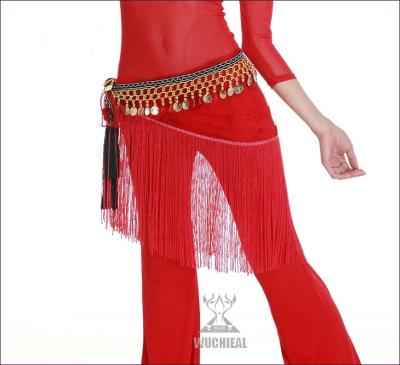 China Elegant Lace Belly Dancing Coin Hip Scarf Around Waist In Red / Purple / Blue for sale