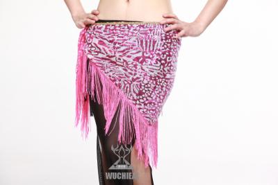 China Colorful Girls Belly Dancing Hip Scarves With Paillette Around Waistline , Leopard Print for sale