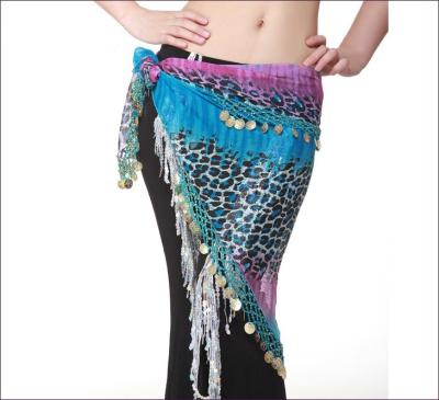 China Leopard Print Chiffon Hip Scarves Belly Dancing Performance Costumes From Egypt for sale