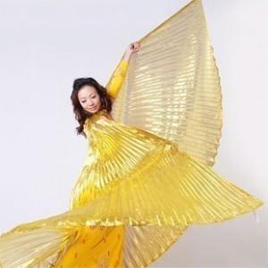 China Elegant Golden Belly Dancing Wear Wings Performance Costume for Adults for sale