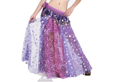 China Decorative Sequin Plus Size Chiffon Belly Dance Skirt , Belly Dancing Dress for sale