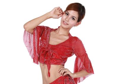 China Classic Sexy Red Belly Dancing Bra Tops with Flare Sleeve , Belly Dance Clothes for sale