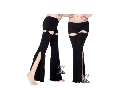 China Intermingle Yarn Black Belly Dance Pants For Adult with Split on lateral One piece for sale