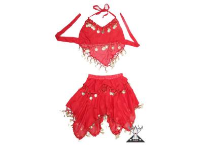 China Cute Red Purple Belly Dance Costume For Children , Two Piece Kids Dance Wear for sale