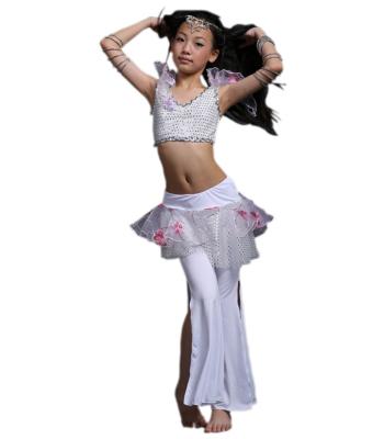 China Latin Style 1 Piece Kids White Belly Dance Costumes Set Include Top And Pant for sale