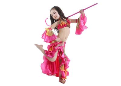 China Fashion Kids Belly Dance Costumes For Performance / Practice In Rose Red Color for sale