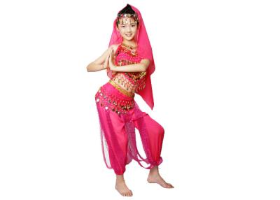 China Arabic Chiffon Kids Belly Dance Costume With Top / Skirt / Mantilla / Hip Scarf Four Sets for sale