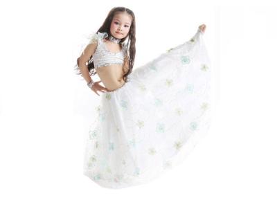 China Custom Mesh Girls Belly Dancing Costume Kids In Purple / Pink Flower With White Back for sale