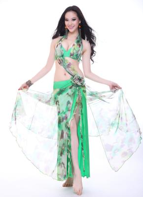 Κίνα Πράσινο μίμησης μετάξι η Δεσποινίς Belly Dance Costumes Plus μέγεθος στην όμορφη εκτύπωση λουλουδιών προς πώληση