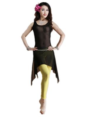 China High Spandex Mesh Belly Dancing Tops ,  Irregular Skirt Sexy See-through Wear for sale