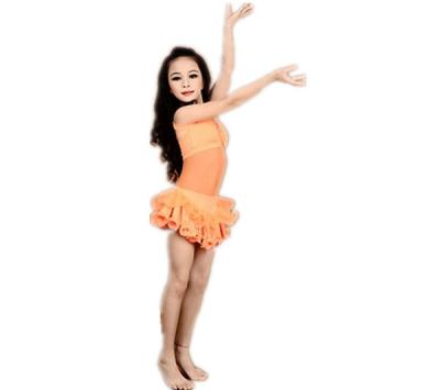 China Cute And Sweet Neon Orange Dance Dress For Girls With Bubble Skirt for sale