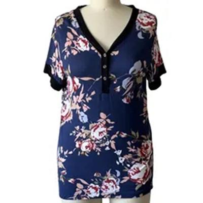 China QUICK DRY goods using cheap price wholesale high quality v-neck printed T-shirts for women for sale