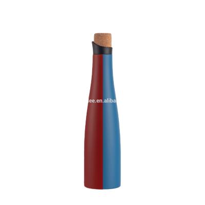 China Creative Drinking PORTABLE Double Wall Water Bottle 304 Stainless Steel Wine Bottle Triple Insulated Vacuum Flask With Cork Lid for sale