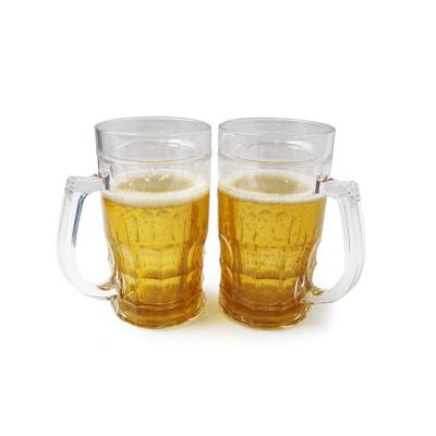 China Hot Selling 500ml Plastic Customize Logo Acrylic Plastic Beer Mug With Handle for sale